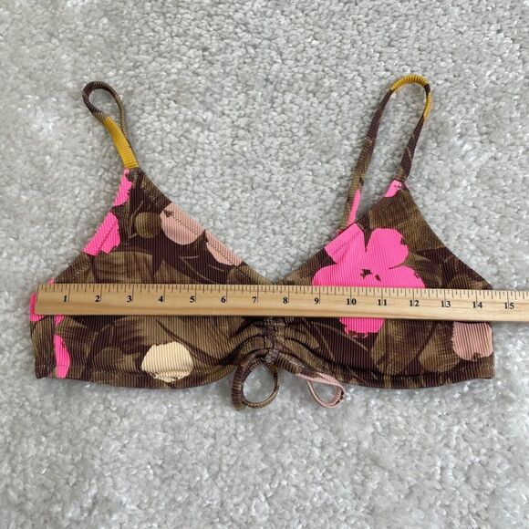 Aerie High Cut Cheeky Bikini Bottom Scoop Rib Top Set Brown Pink - Picture 11 of 14